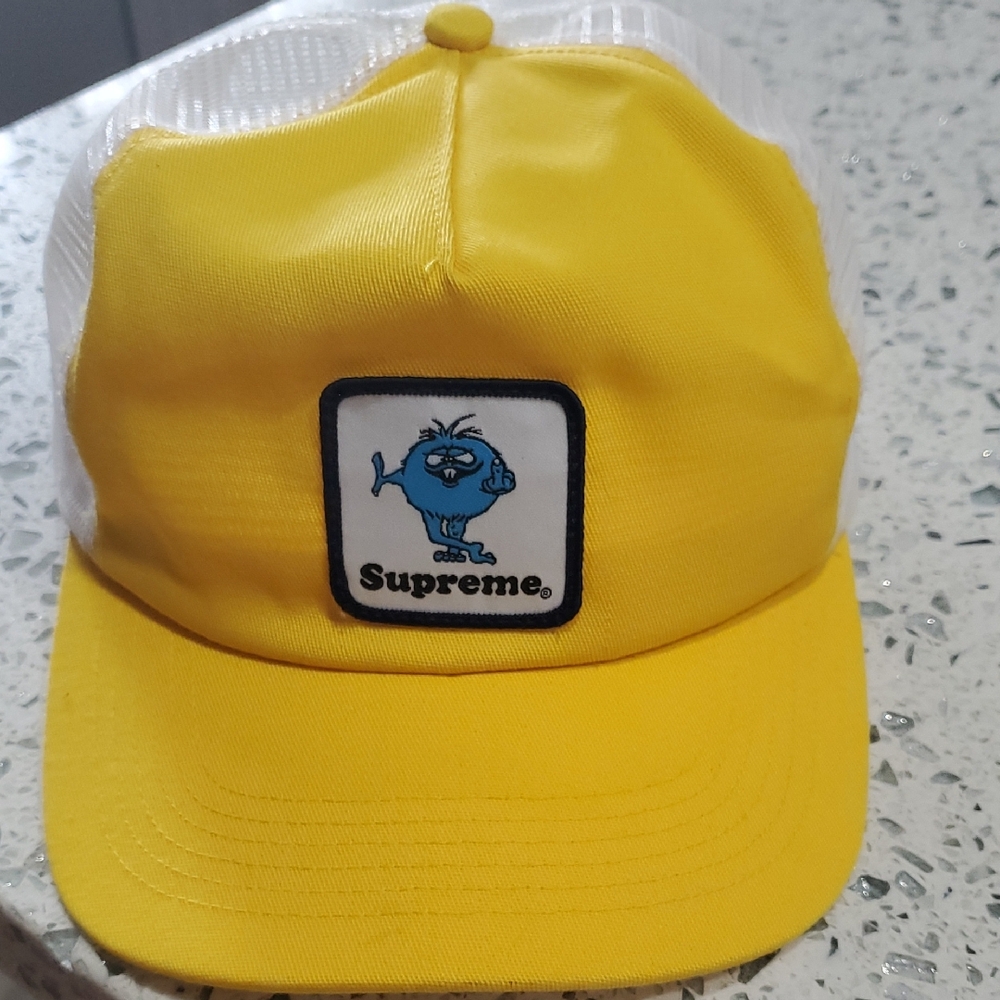 Supreme Yellow Cap with Blue Patch